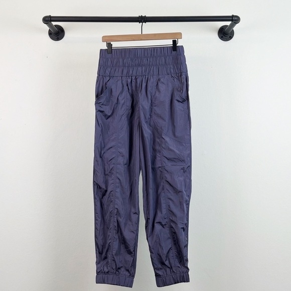 NEW Free People The Way Home Smocked Waist Joggers Deep Sea Purple - Picture 7 of 11